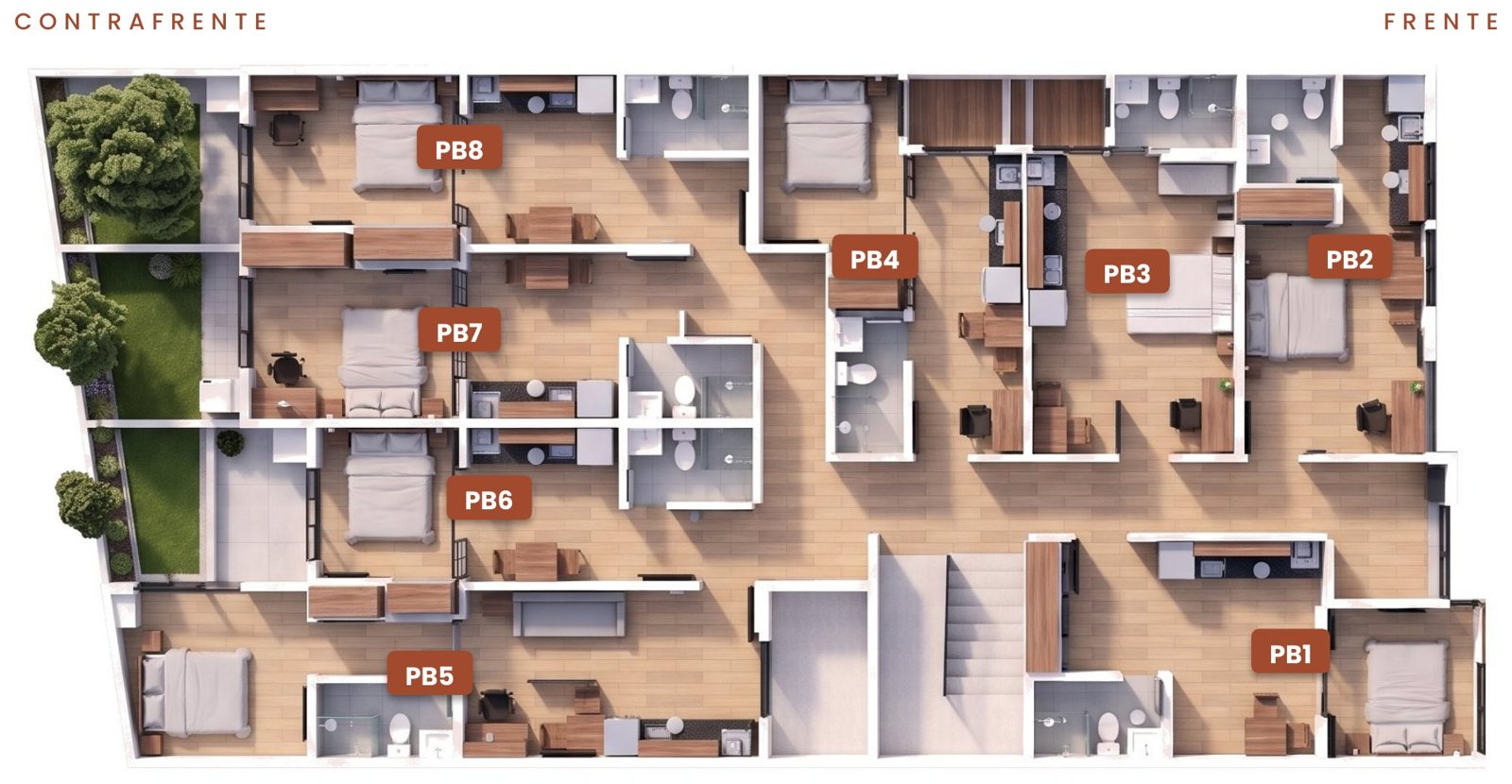 Planta baja con 8 unidades